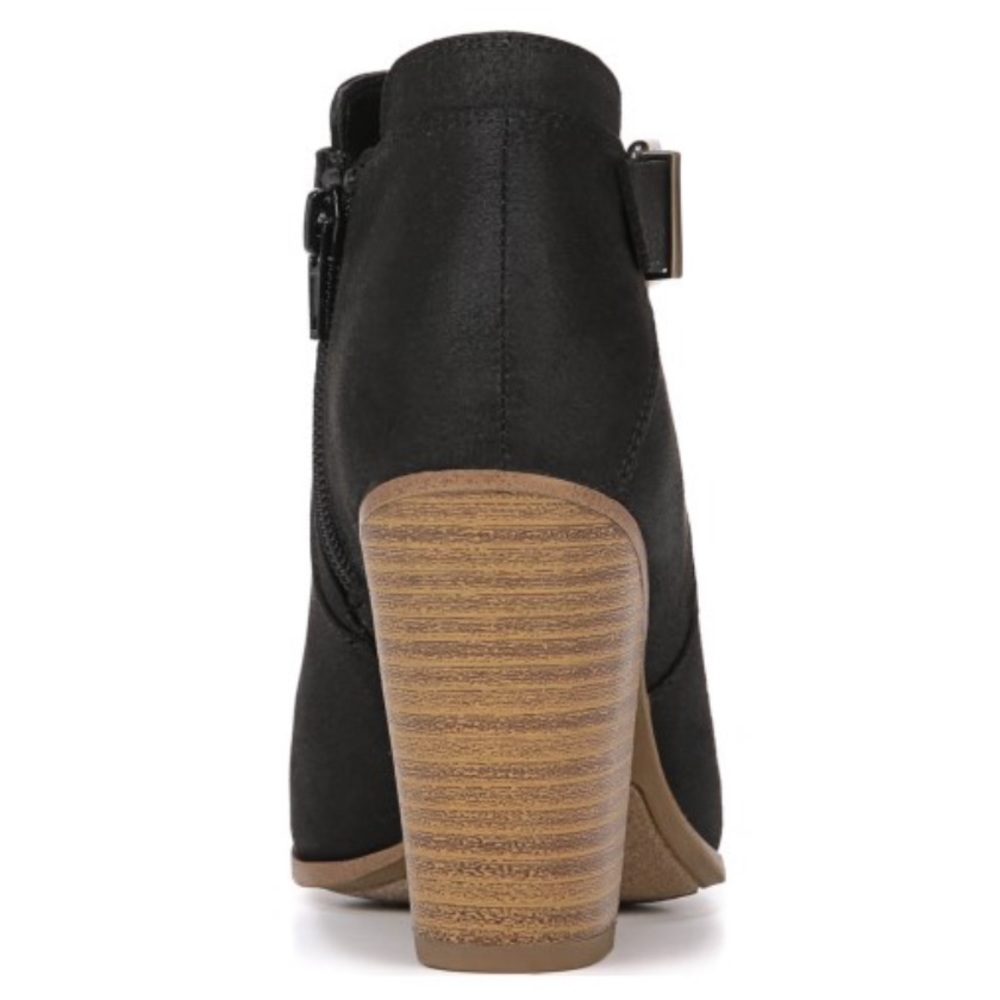 BLACK Peep Toe Open Side Chunky Heel Ankle Bootie - Picture 8 of 8